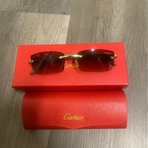 Cartier Gold and Wood Sunglasses